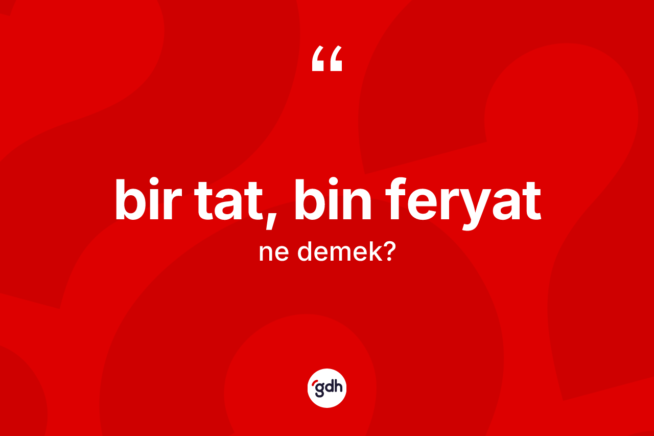 Bir tat, bin feryat ne anlama gelir? Bir tat, bin feryat ifadesi hangi durumlarda kullanılır?
