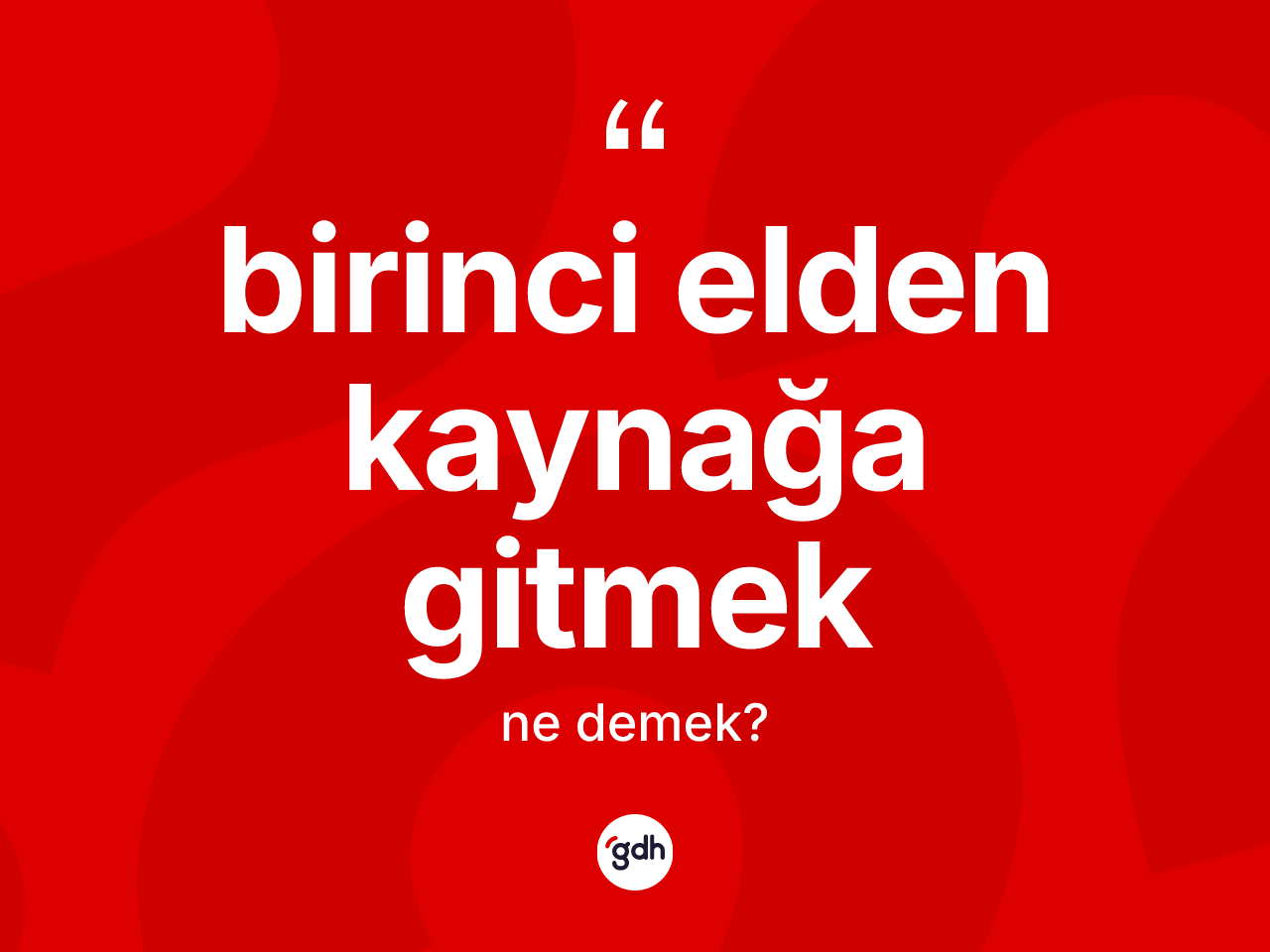 Birinci elden kaynağa gitmek ifadesinin tanımı nedir? Birinci elden kaynağa gitmek sözünün TDK'ya göre anlamı nedir?
