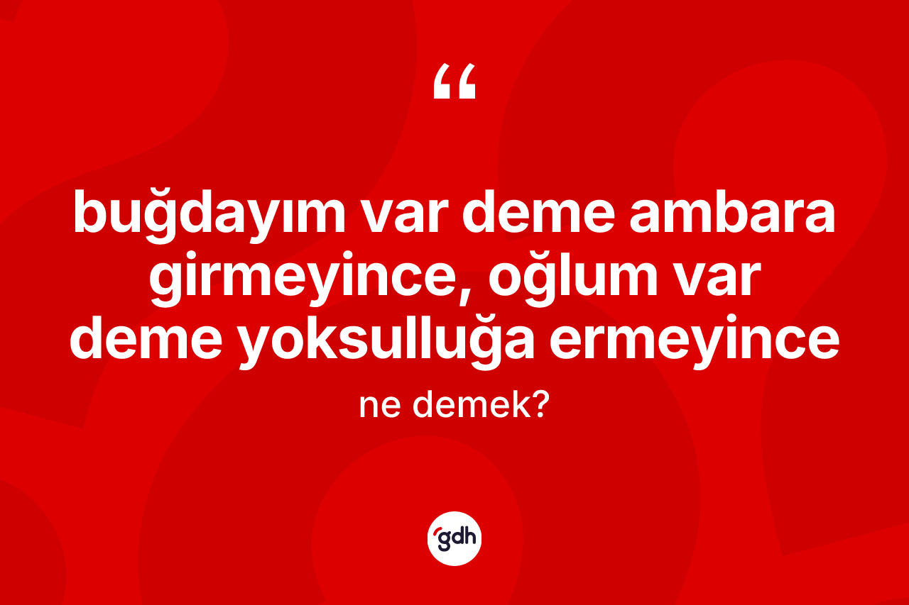 Buğdayım var deme ambara girmeyince, oğlum var deme yoksulluğa ermeyince ifadesi ne demek?