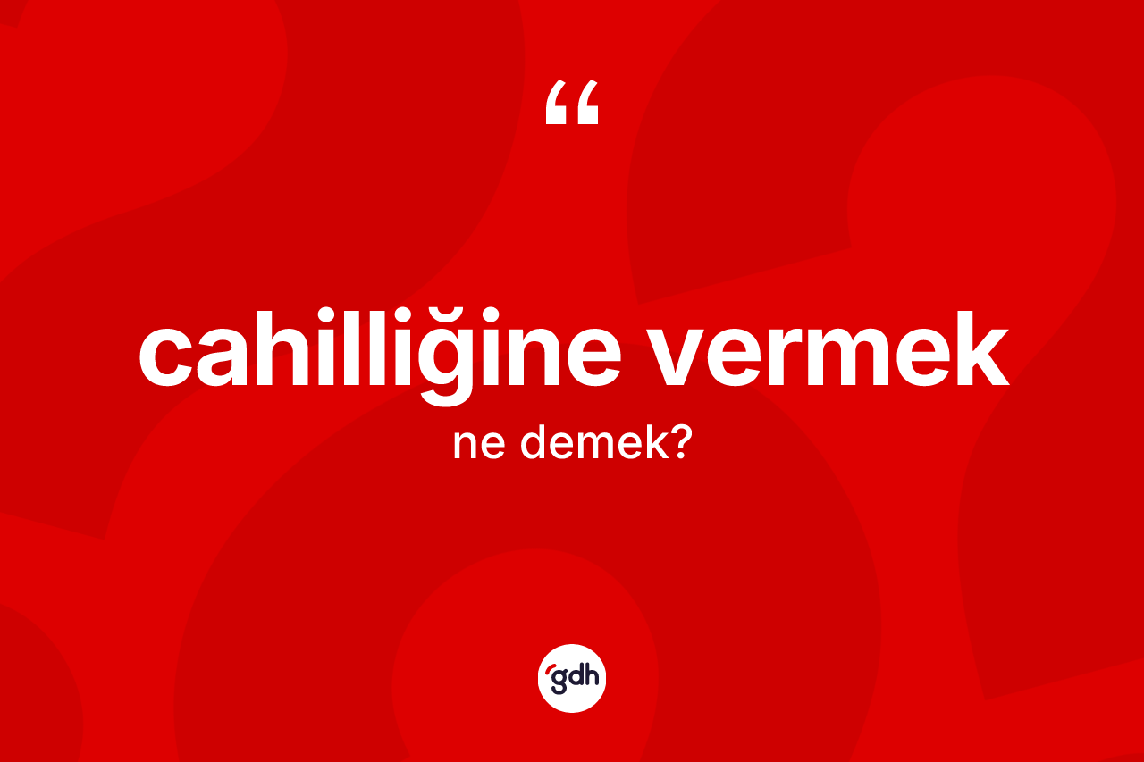 Cahilliğine vermek ifadesinin tanımı nedir?