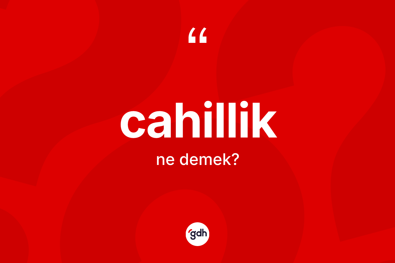 Cahillik kelimesinin anlamı nedir?