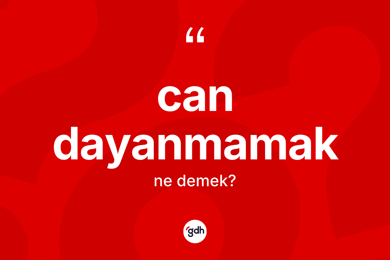 Can dayanmamak ne anlama gelir?