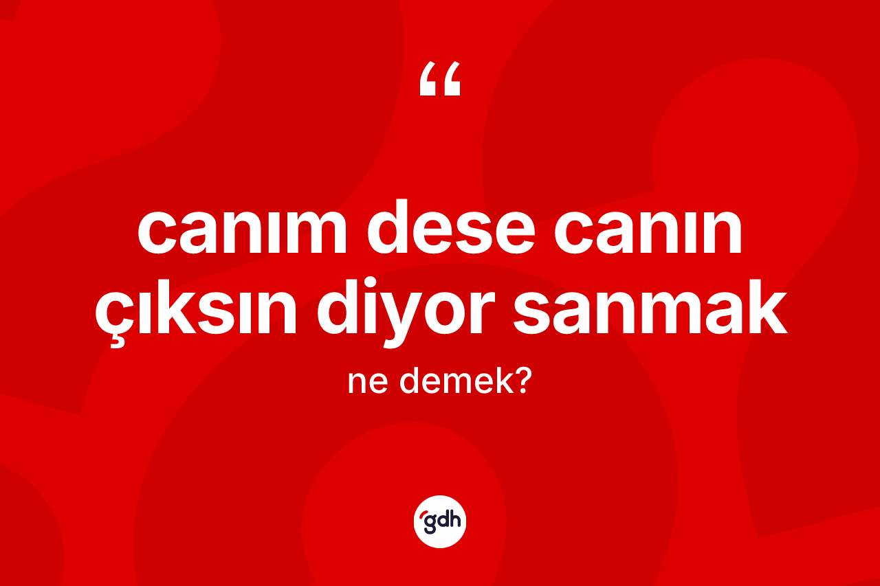 Canım dese canın çıksın diyor sanmak sözü ne demek?