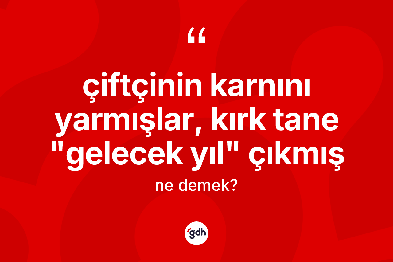 Çiftçinin karnını yarmışlar, kırk tane "gelecek yıl" çıkmış ne anlama gelir? Çiftçinin karnını yarmışlar, kırk tane "gelecek yıl" çıkmış sözünün TDK anlamı nedir?