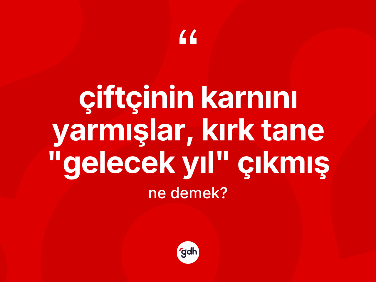 Çiftçinin karnını yarmışlar, kırk tane "gelecek yıl" çıkmış ne anlama gelir? Çiftçinin karnını yarmışlar, kırk tane "gelecek yıl" çıkmış sözünün TDK anlamı nedir?