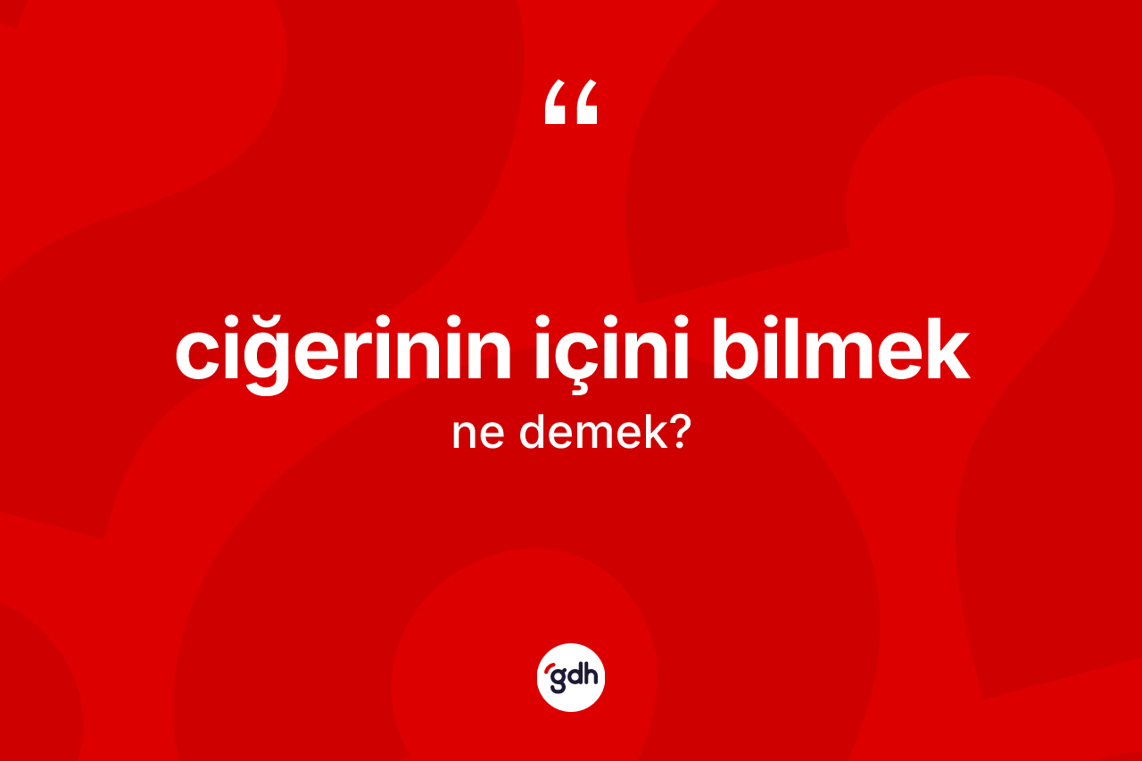 Ciğerinin içini bilmek sözü ne anlama gelir?