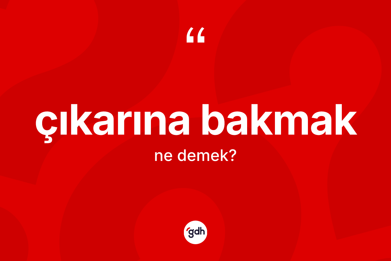 Çıkarına bakmak nedir? Çıkarına bakmak ifadesinin TDK tanımı nedir?