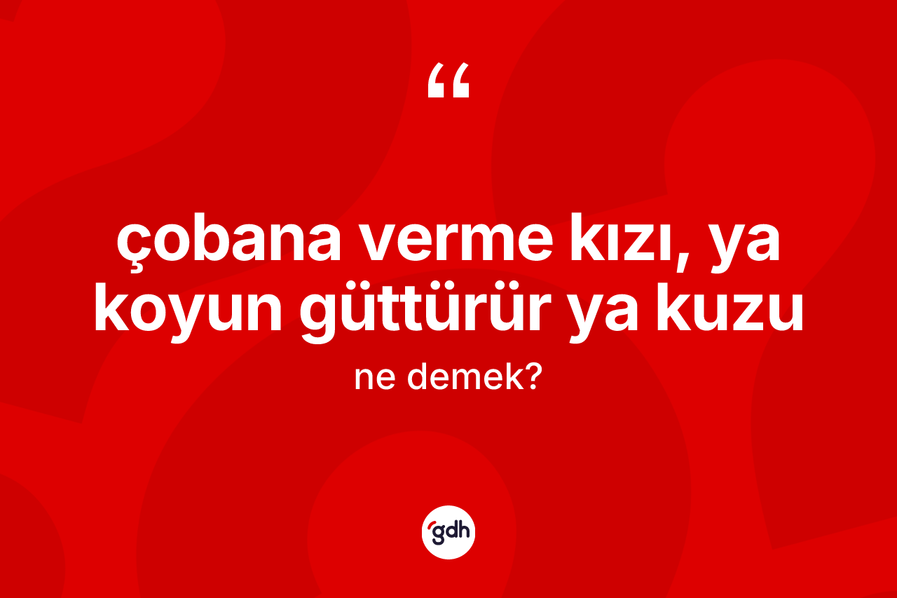 Çobana verme kızı, ya koyun güttürür ya kuzu ifadesinin kısaca anlamı nedir?