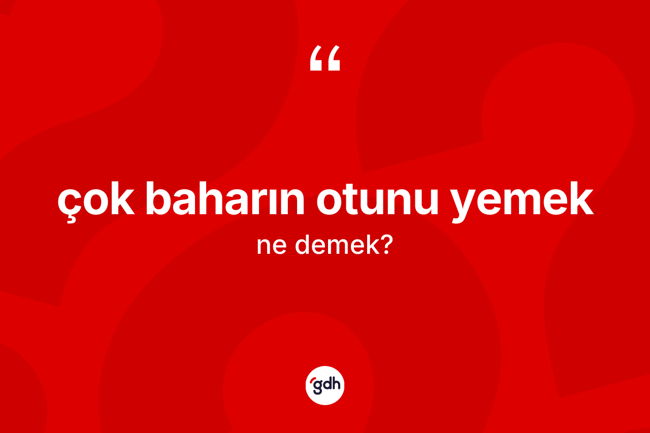 Çok baharın otunu yemek ifadesinin tanımı nedir?