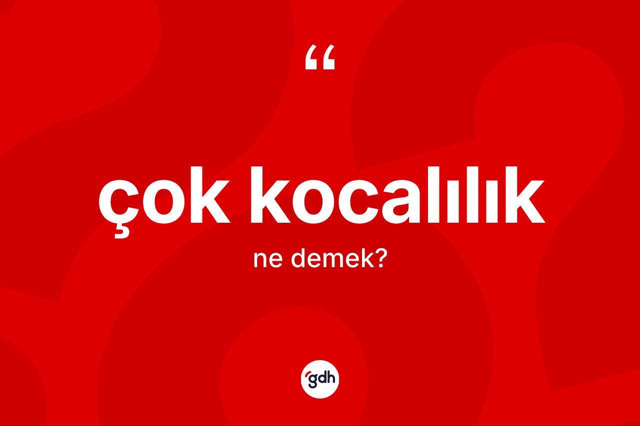 Çok kocalılık kelimesinin anlamı nedir? Çok kocalılığın TDK'ya göre anlamı nedir?