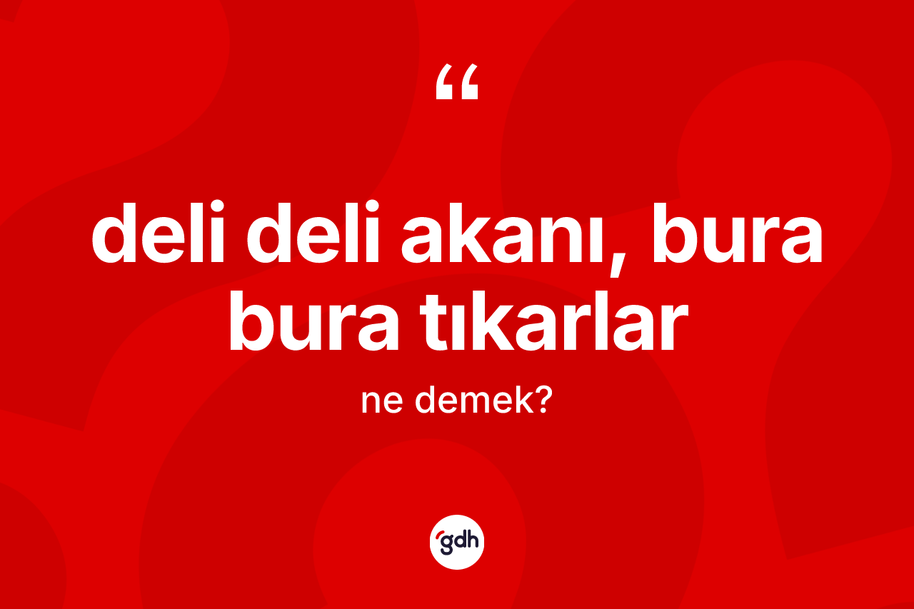 Deli deli akanı, bura bura tıkarlar sözü nedir?