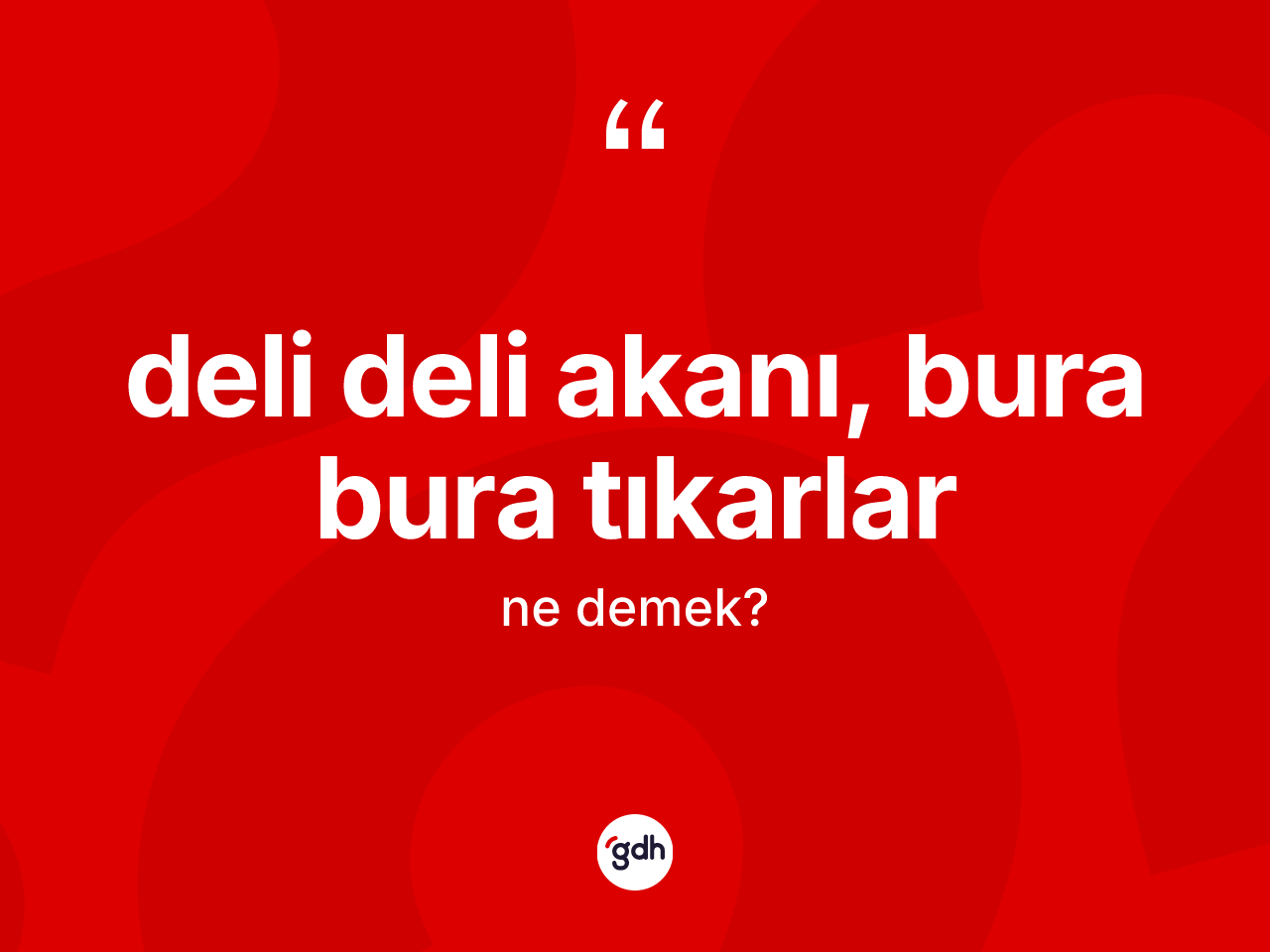 Deli deli akanı, bura bura tıkarlar sözü nedir? Deli deli akanı, bura bura tıkarlar ifadesinin TDK anlamı nedir?
