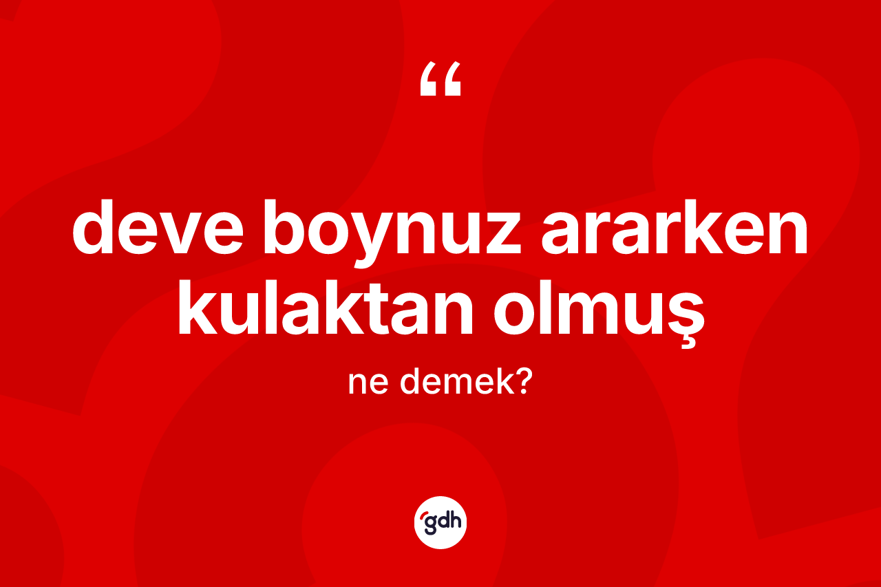 Deve boynuz ararken kulaktan olmuş ne demektir? Deve boynuz ararken kulaktan olmuş ifadesinin TDK tanımı nedir?