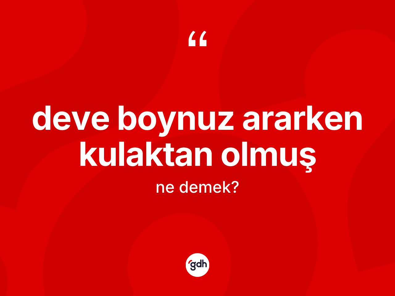 Deve boynuz ararken kulaktan olmuş ne demektir? Deve boynuz ararken kulaktan olmuş ifadesinin TDK tanımı nedir?