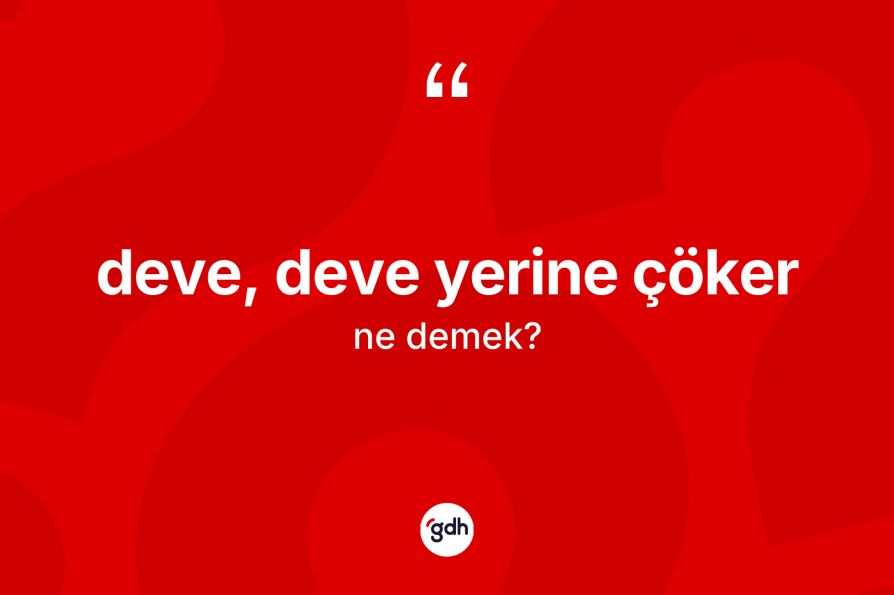 Deve, deve yerine çöker sözü ne demek? Deve, deve yerine çöker ifadesinin TDK tanımı nedir?