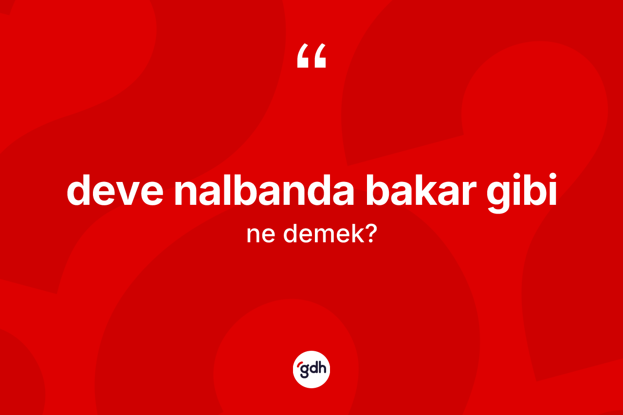 Deve nalbanda bakar gibi ifadesinin kısaca anlamı nedir?