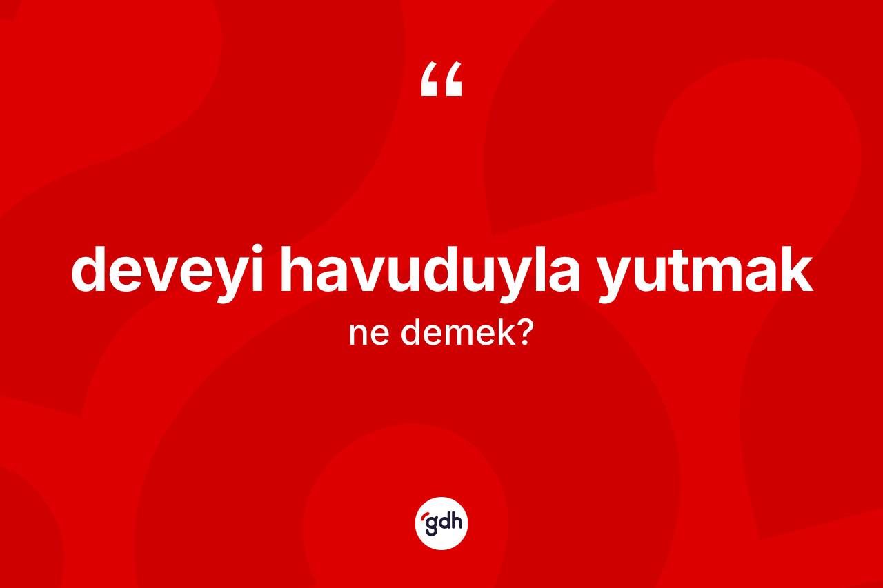 Deveyi havuduyla yutmak sözü ne demektir? Deveyi havuduyla yutmak ifadesinin TDK açıklaması nedir?