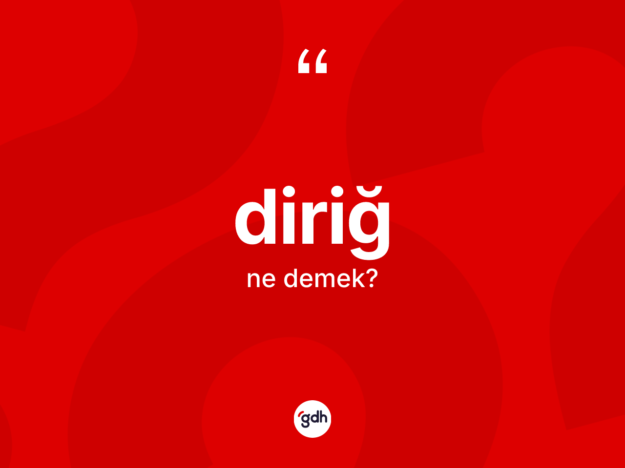 Diriğ kelimesi nedir? Diriğin TDK'ya göre anlamı nedir?