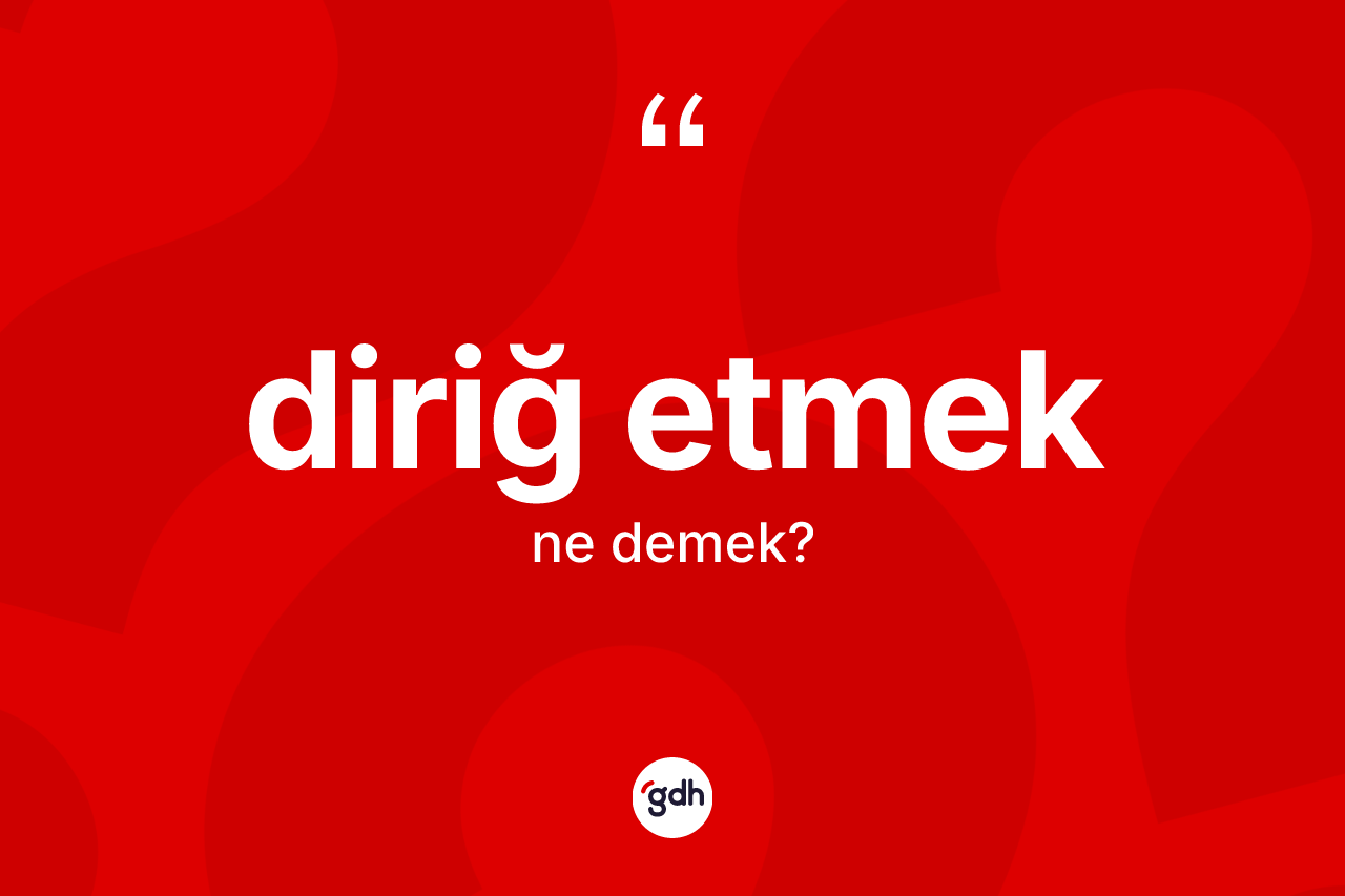 Diriğ etmek ifadesinin tanımı nedir? Diriğ etmek sözü nerede kullanılır?