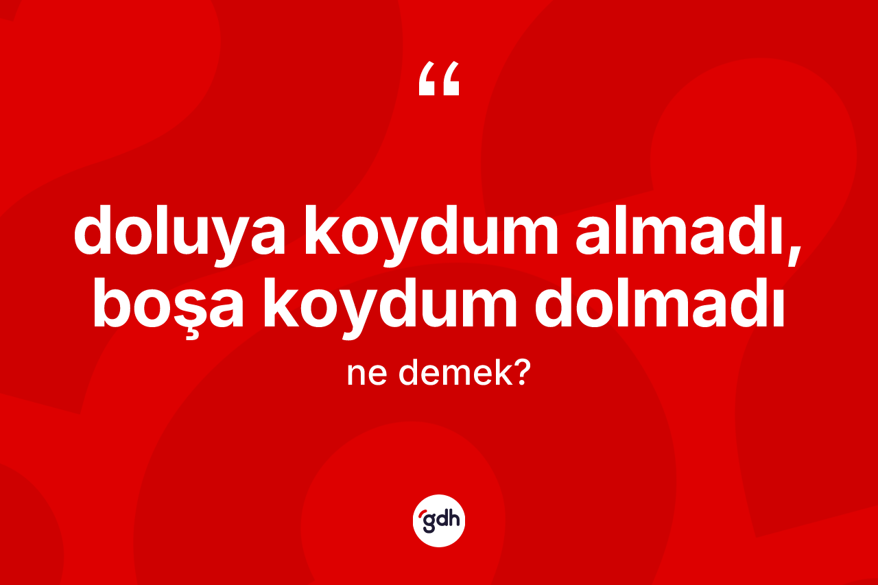 Doluya koydum almadı, boşa koydum dolmadı ifadesi ne demek?