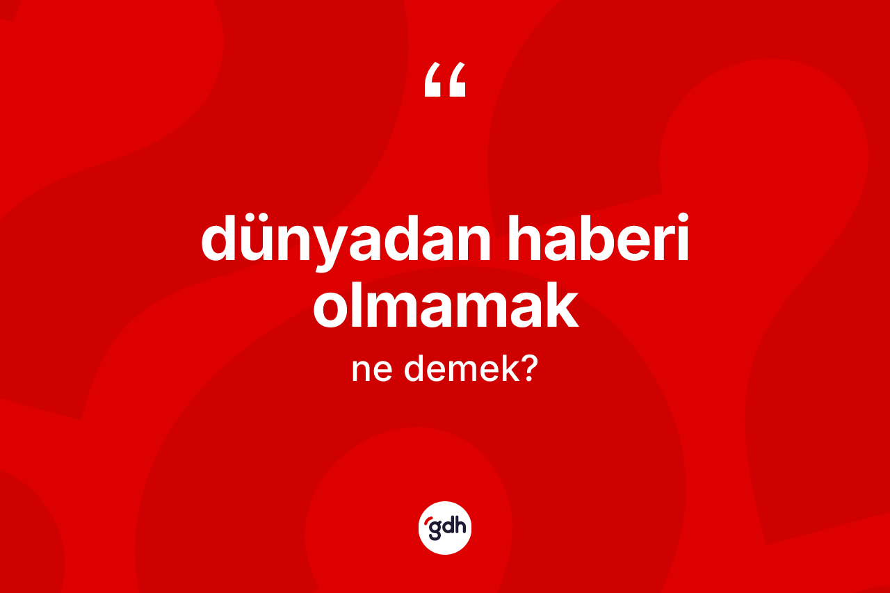 Dünyadan haberi olmamak ifadesinin tanımı nedir?