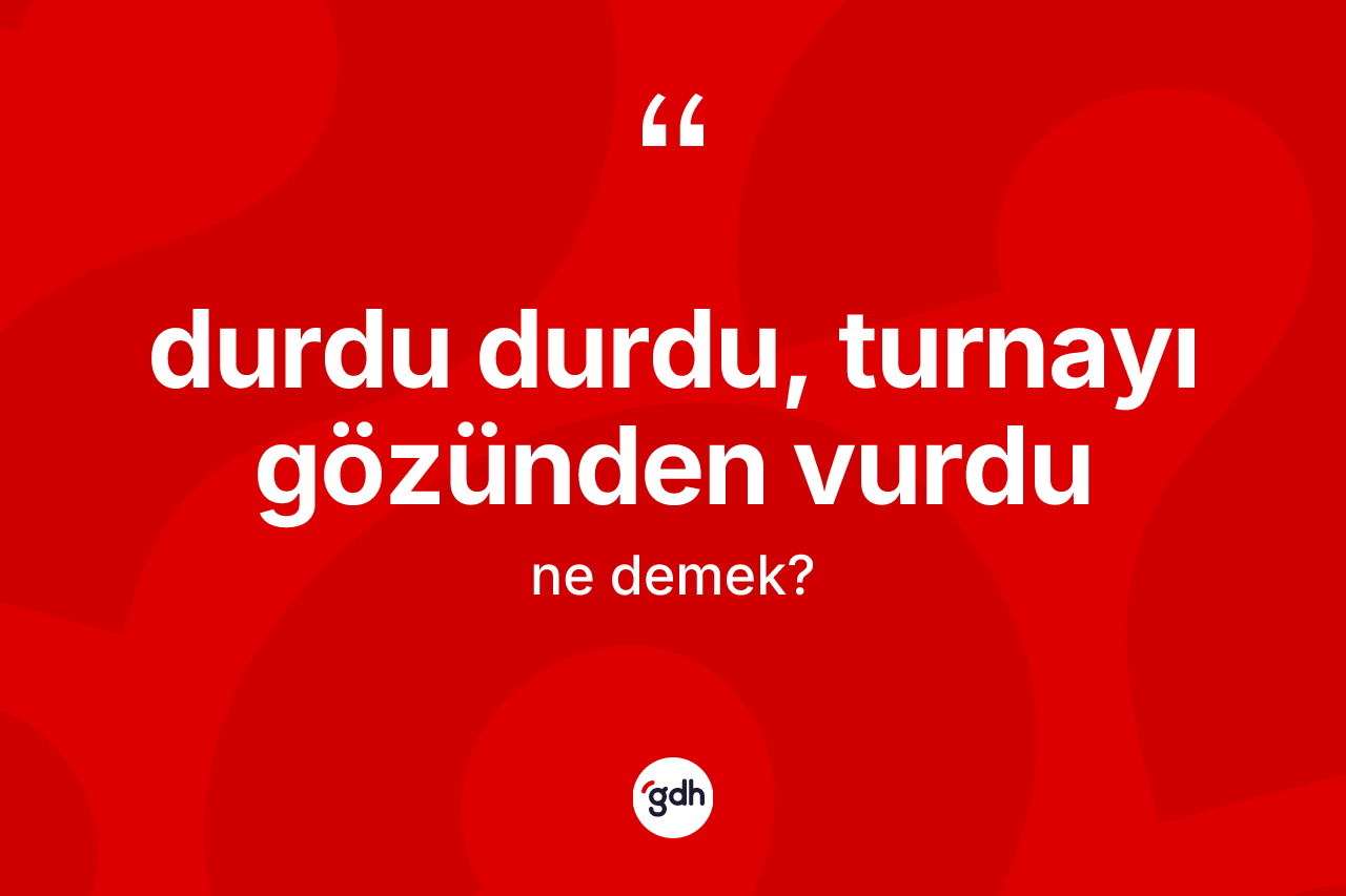 Durdu durdu, turnayı gözünden vurdu ifadesinin sözlükteki anlamı nedir?