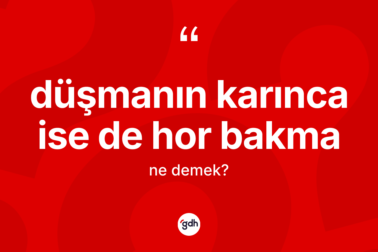 Düşmanın karınca ise de hor bakma ne anlama gelir? Düşmanın karınca ise de hor bakma ifadesi hangi durumlarda kullanılır?