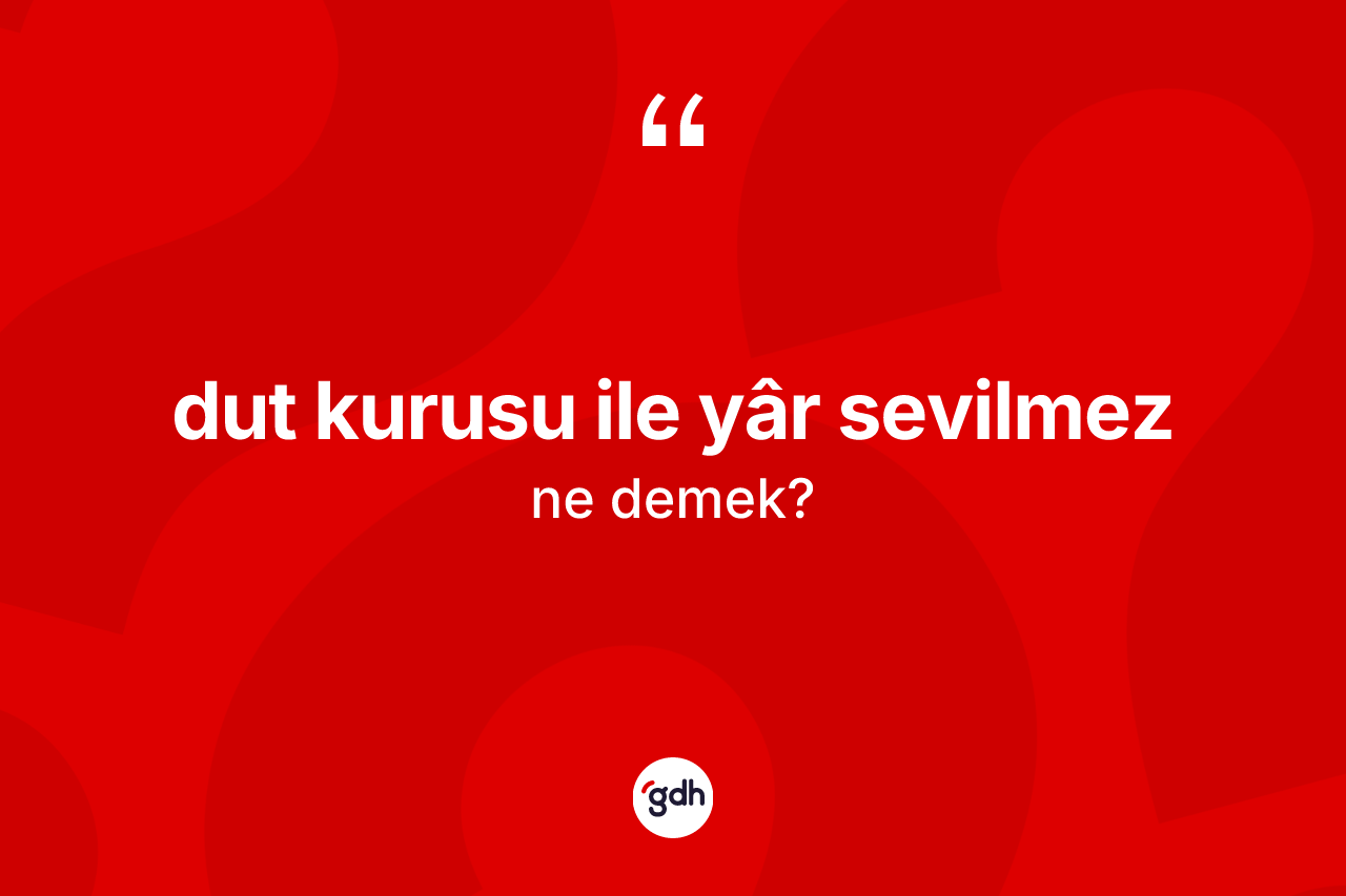 Dut kurusu ile yâr sevilmez ifadesi ne anlama gelir? Dut kurusu ile yâr sevilmez ifadesinin TDK'ya göre açıklaması nedir?