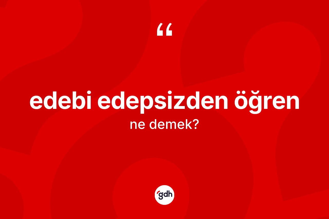 Edebi edepsizden öğren ifadesi ne demek?