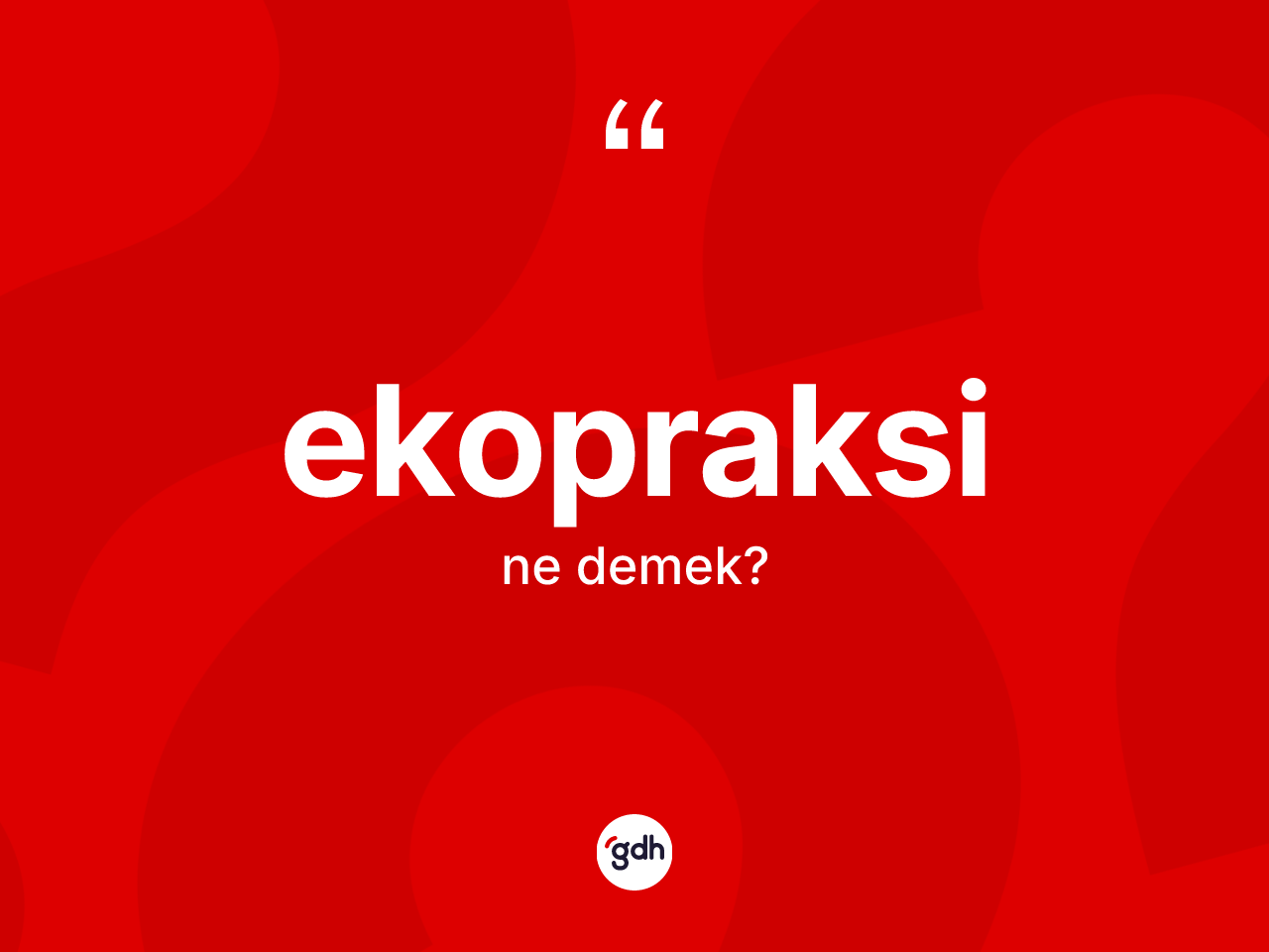 Ekopraksi kelimesinin sözlükteki tanımı nedir? Ekopraksi kelimesinin TDK anlamı nedir?
