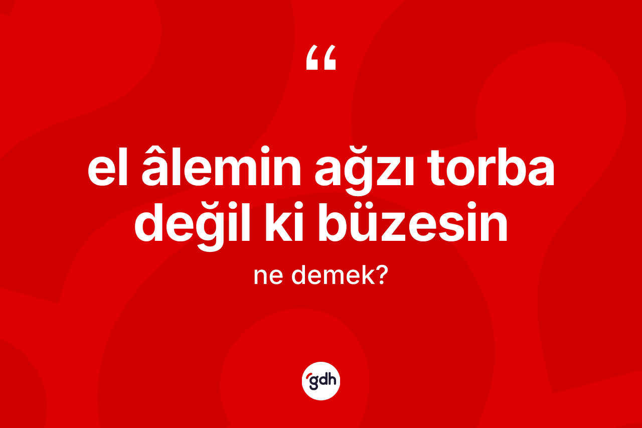 El âlemin ağzı torba değil ki büzesin ifadesinin tanımı nedir? El âlemin ağzı torba değil ki büzesin ifadesinin kaç farklı anlamı var?