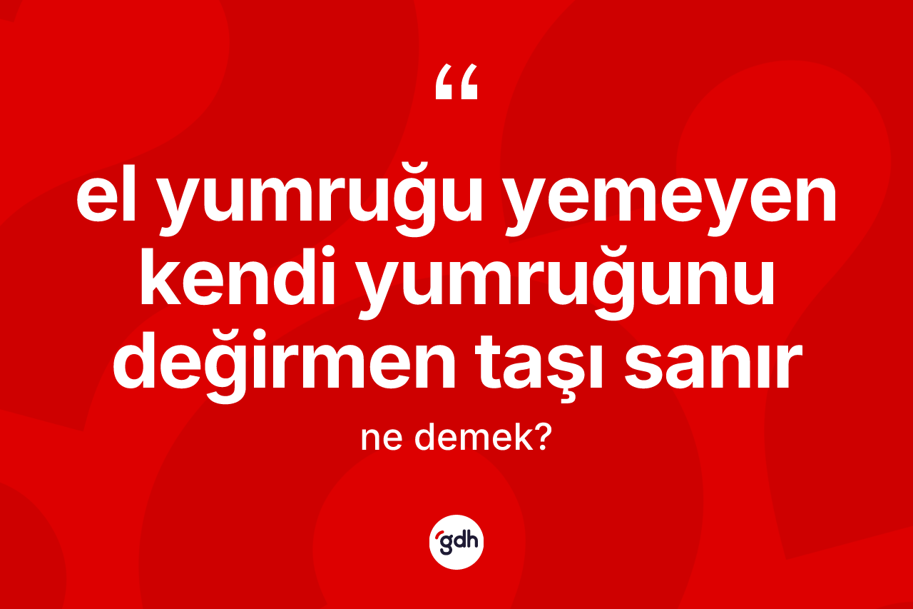 El yumruğu yemeyen kendi yumruğunu değirmen taşı sanır ifadesi ne demek?