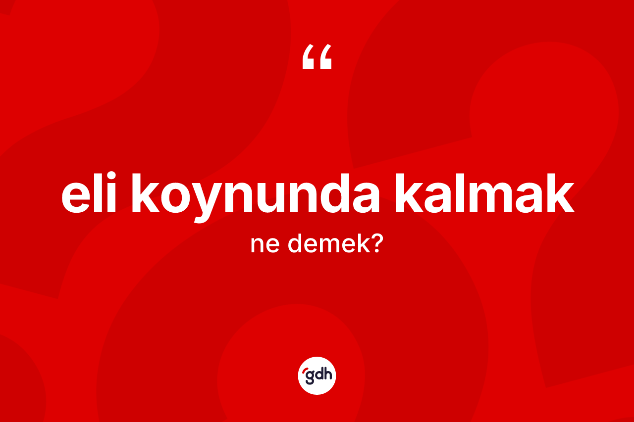 Eli koynunda kalmak ne demek? Eli koynunda kalmak ifadesinin TDK anlamı nedir?