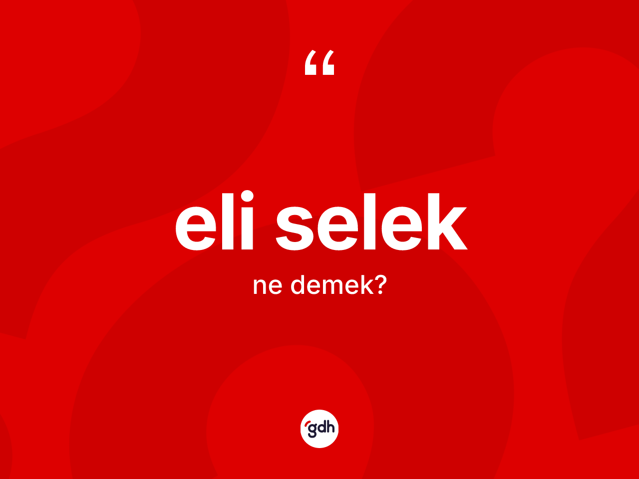 Eli selek kelimesinin anlamı nedir? Eli seleğin sözlükteki anlamı nedir?