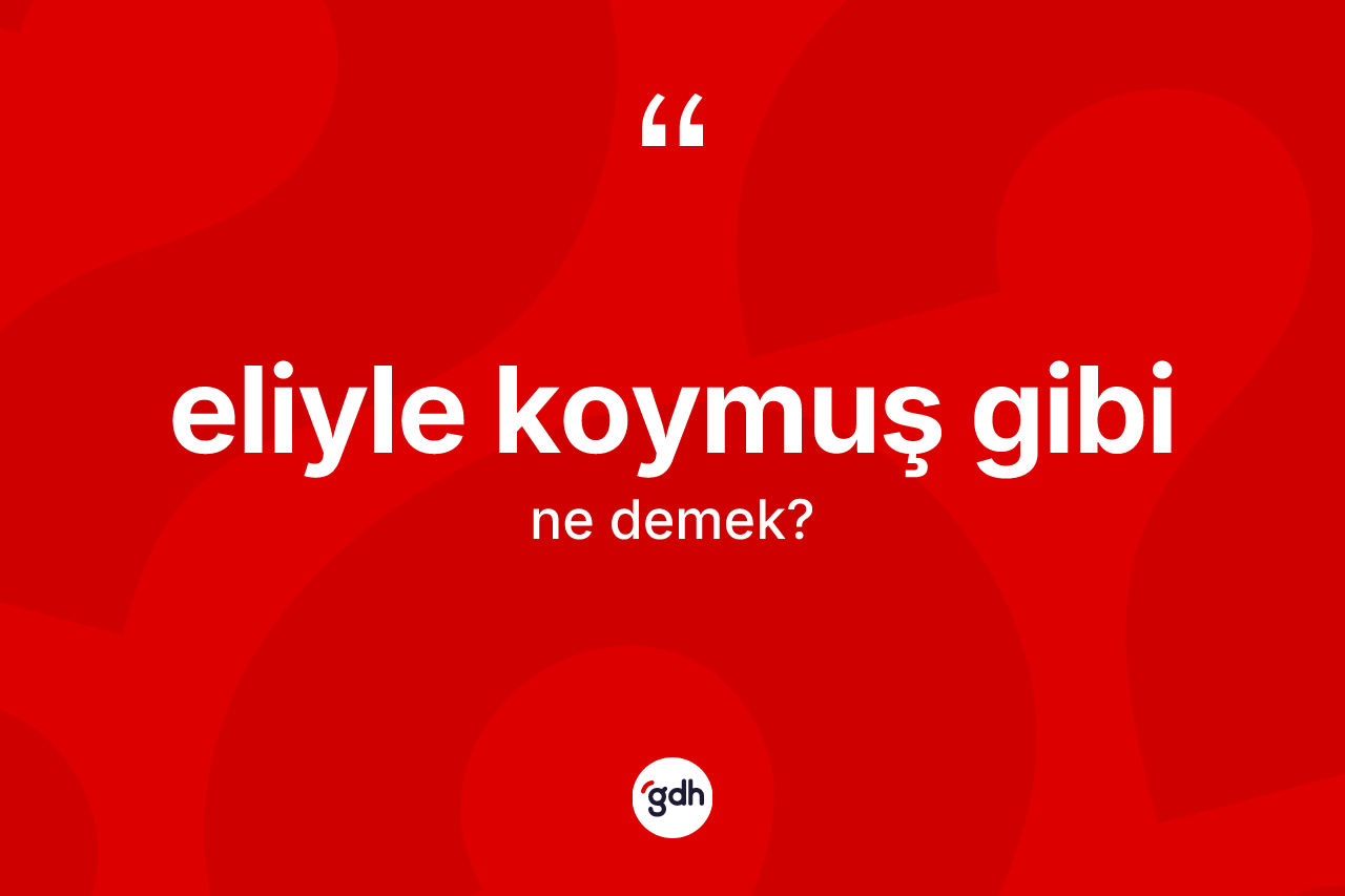 Eliyle koymuş gibi ifadesinin kısaca anlamı nedir?