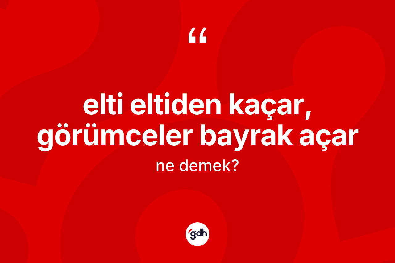 Elti eltiden kaçar, görümceler bayrak açar sözü ne anlama gelir? Elti eltiden kaçar, görümceler bayrak açar ifadesinin TDK anlamı nedir?