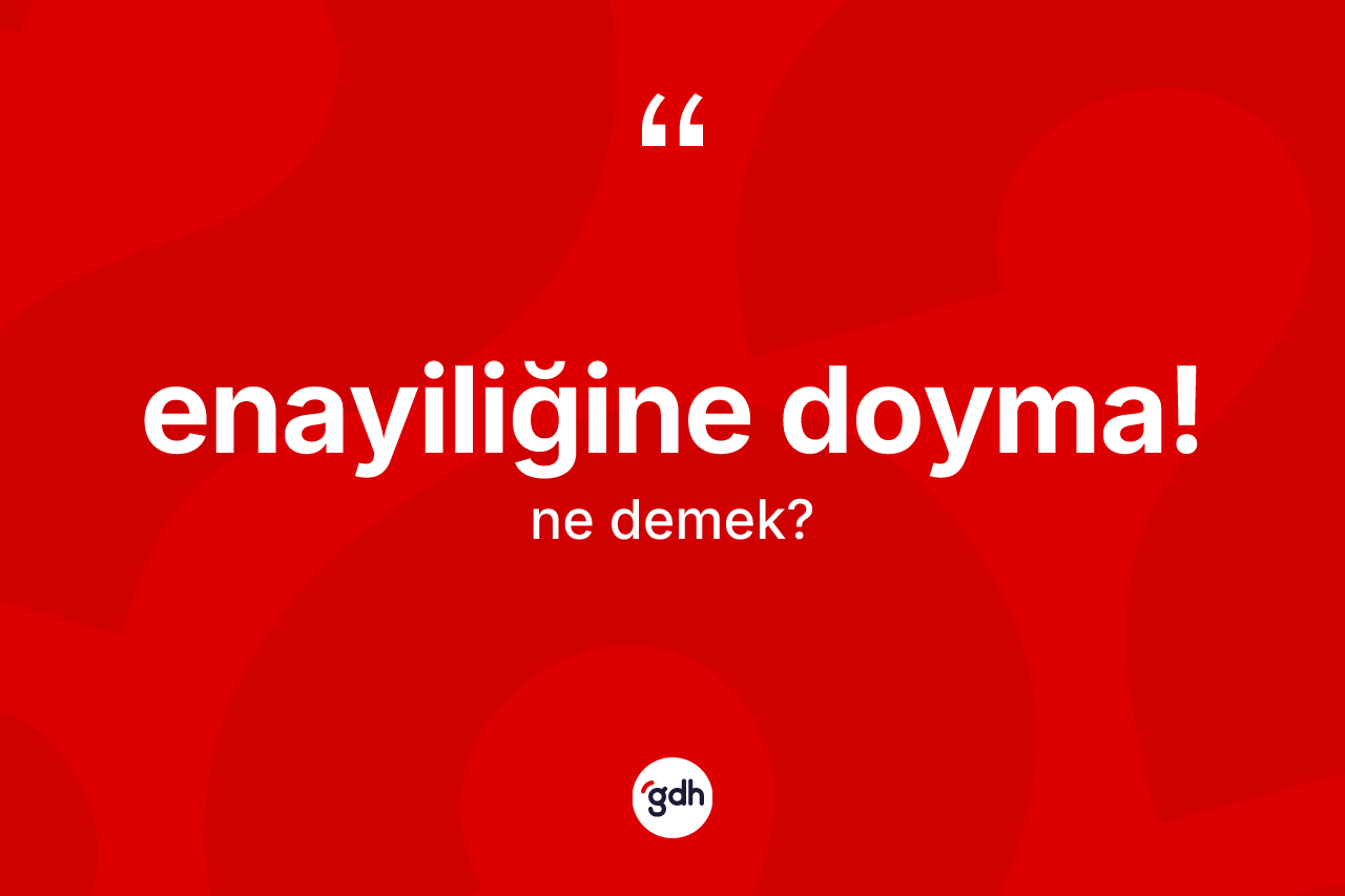 Enayiliğine doyma! sözü ne anlama gelir? Enayiliğine doyma! sözünün TDK anlamı nedir?