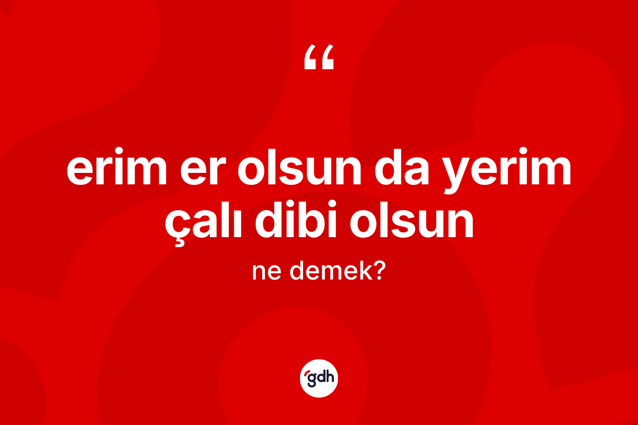 Erim er olsun da yerim çalı dibi olsun nedir?