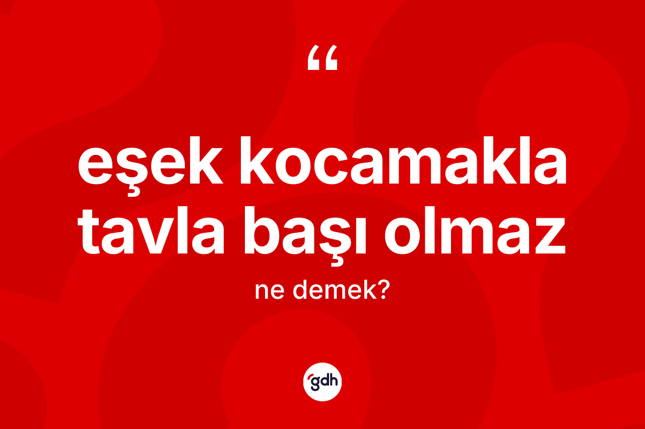 Eşek kocamakla tavla başı olmaz ne demektir?