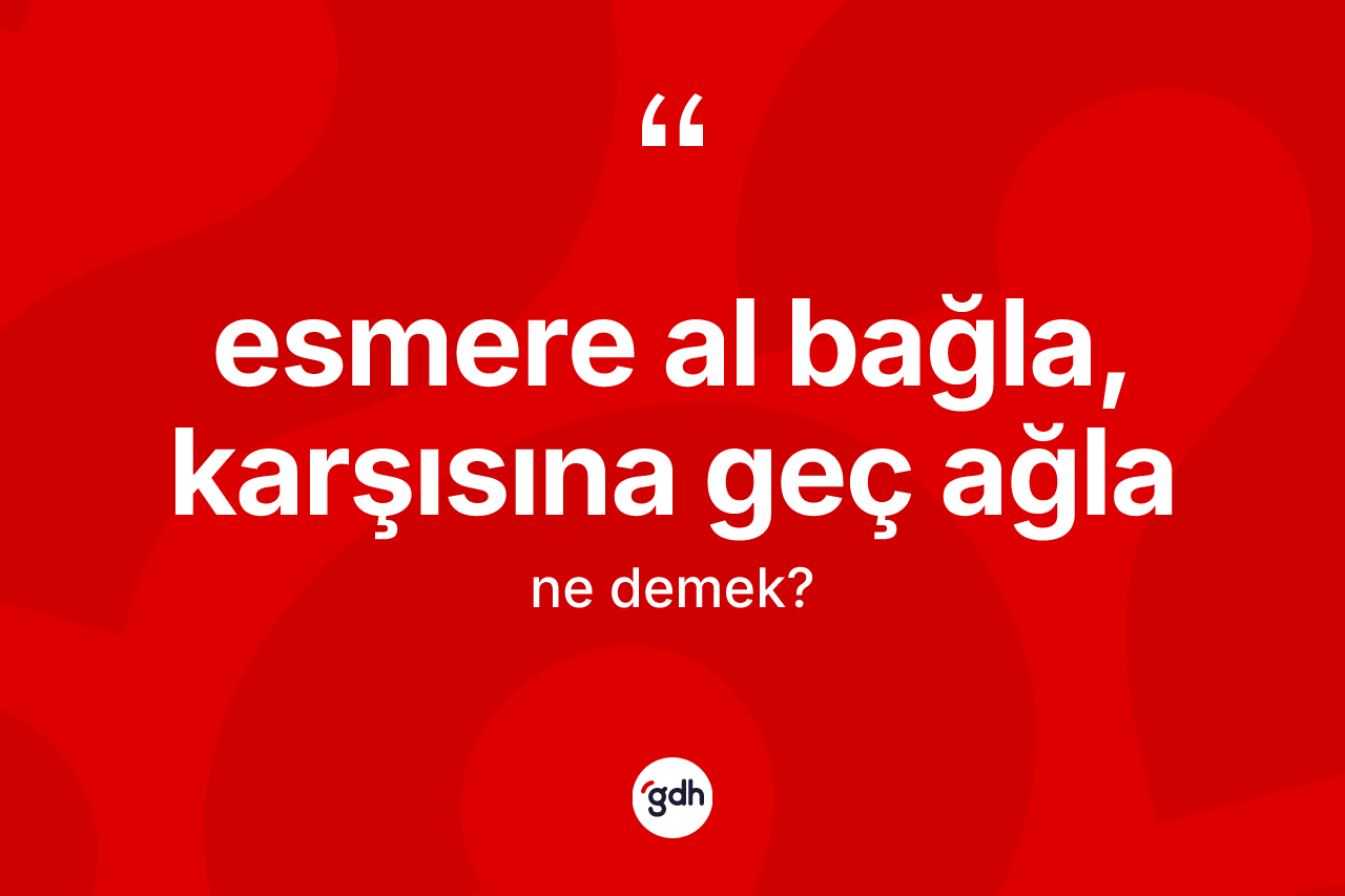 Esmere al bağla, karşısına geç ağla nedir? Esmere al bağla, karşısına geç ağla ifadesinin TDK'ya göre açıklaması nedir?