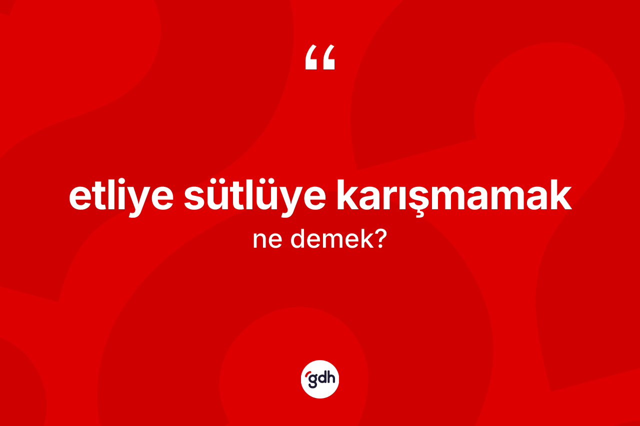 Etliye sütlüye karışmamak ifadesinin kısaca tanımı nedir? Etliye sütlüye karışmamak ifadesi hangi durumlarda kullanılır?