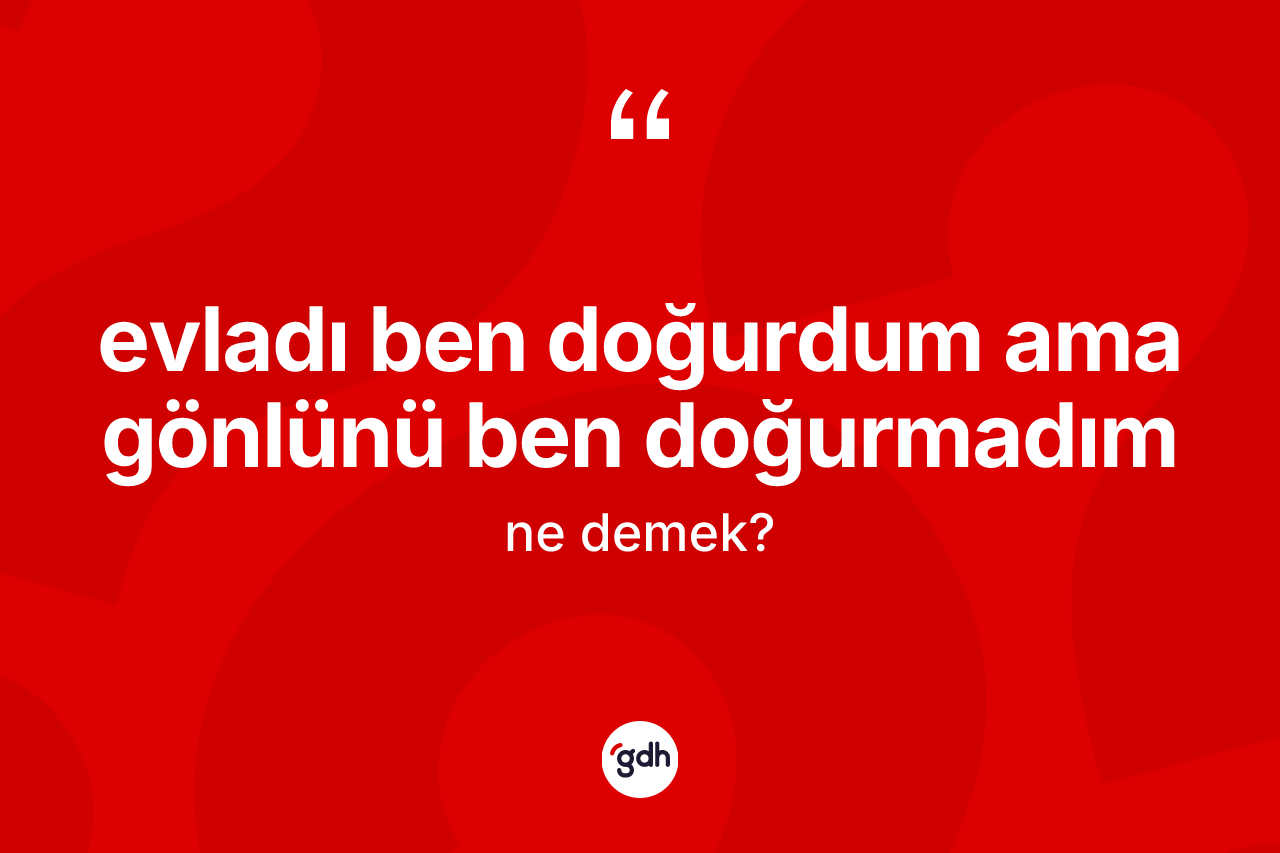 Evladı ben doğurdum ama gönlünü ben doğurmadım sözü ne anlama gelir? Evladı ben doğurdum ama gönlünü ben doğurmadım ifadesinin TDK anlamı nedir?
