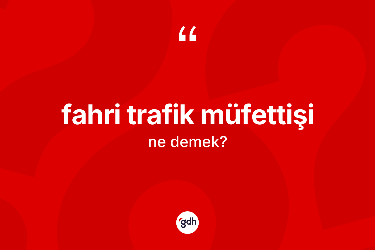 Fahri trafik müfettişi kelimesinin anlamı nedir?