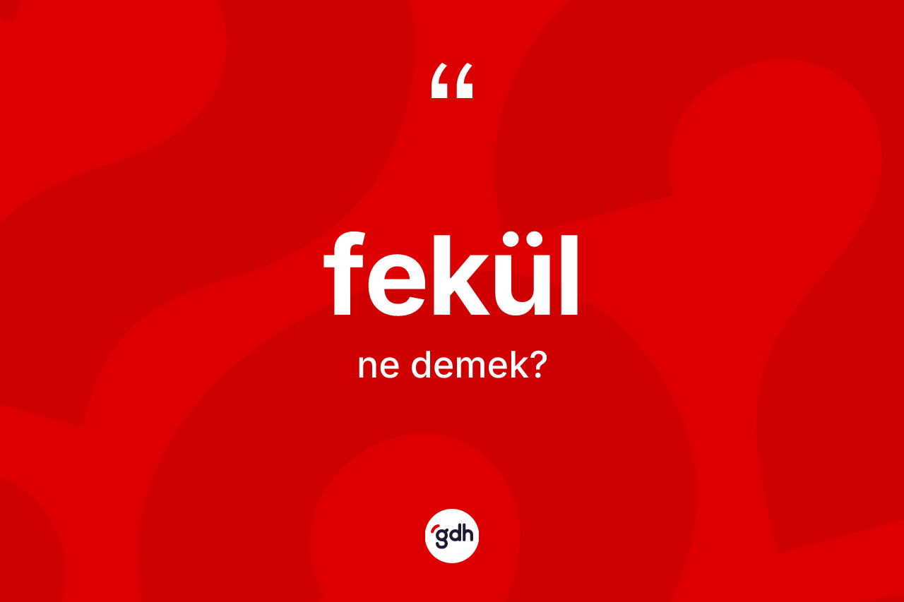 Fekül kelimesi nedir? Fekülün TDK'ya göre anlamı nedir?