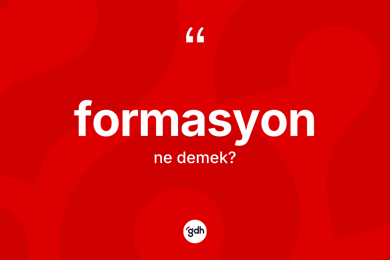 Formasyon kelimesi ne anlama gelir?