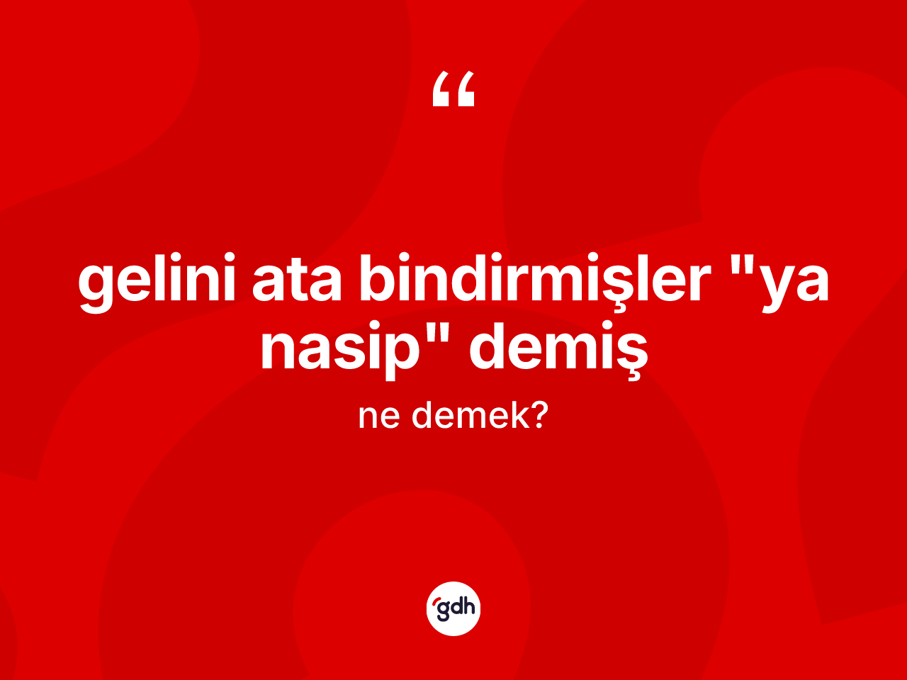 Gelini ata bindirmişler "ya nasip" demiş ne anlama gelir? Gelini ata bindirmişler "ya nasip" demiş ifadesi nerede kullanılır?