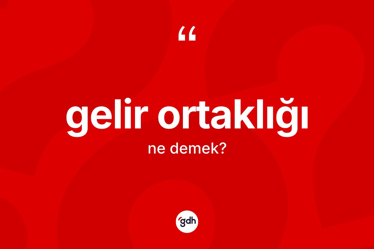 Gelir ortaklığı kelimesi ne anlama gelir? Gelir ortaklığı kelimesinin TDK anlamı nedir?