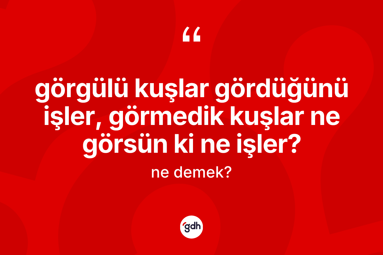 Görgülü kuşlar gördüğünü işler, görmedik kuşlar ne görsün ki ne işler?