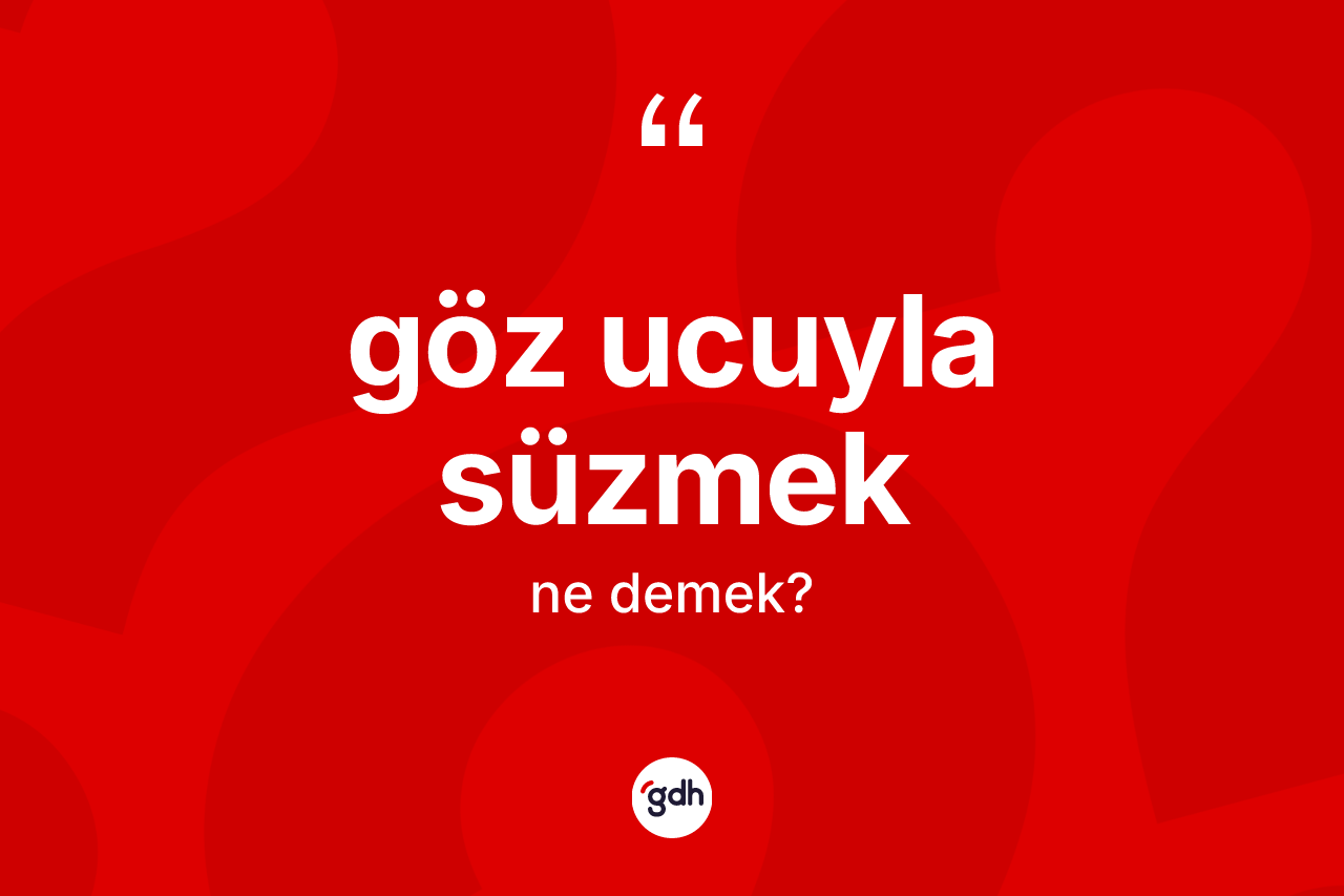 Göz ucuyla süzmek ifadesinin sözlükteki anlamı nedir? Göz ucuyla süzmek sözünün TDK anlamı nedir?