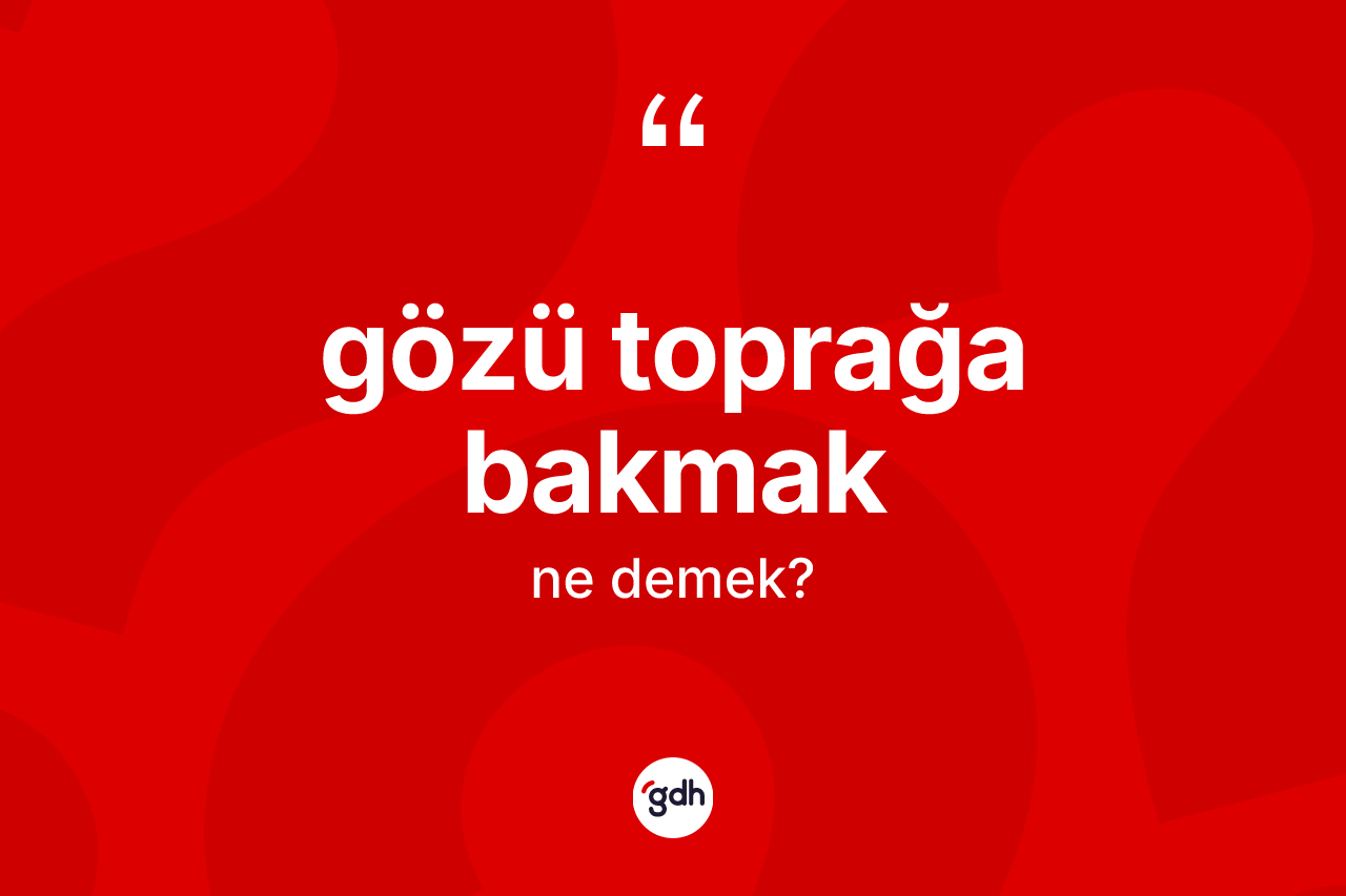 Gözü toprağa bakmak sözü ne demektir? Gözü toprağa bakmak sözünün sözlük anlamı nedir?
